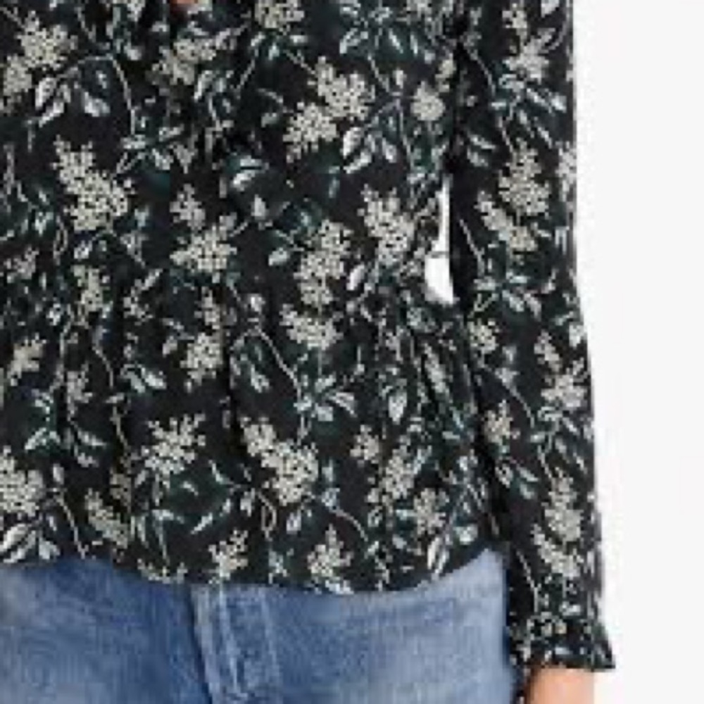Madewell 100% Silk NWOT Ruffle-Hem Wrap Top in Antique Floral Large - Picture 5 of 16